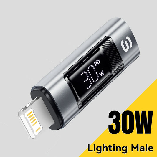 Type-C to Lightning OTG Adapter with Digital Display (PD 60W Fast Charging)