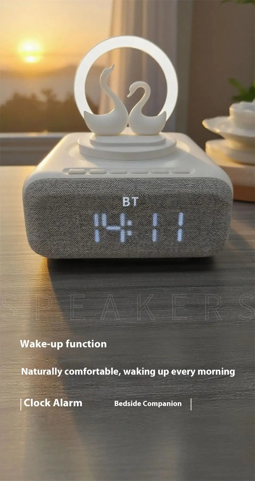 Wireless Bluetooth 5.0 Speaker Multi functional Mobile Wireless Charging Creative Swan Night Light Bluetooth Audio Player