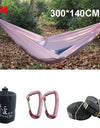 300x140cm Single Camping Hammock Lightweight Parachute Hammock with 2 Tree Strap 2 Hooks Lightweight Portable Camping Hammocks