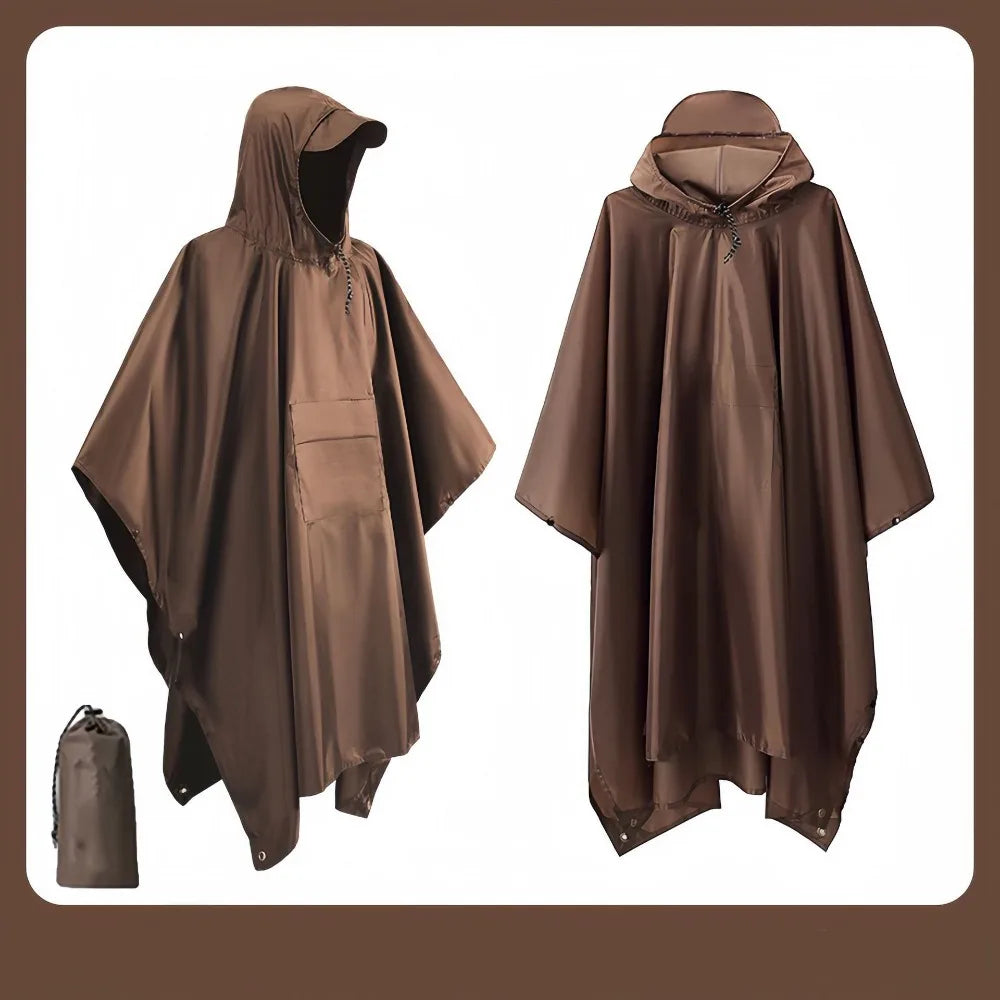 Three in One Waterproof Rain Poncho with Hood and Sleeves for Hiking