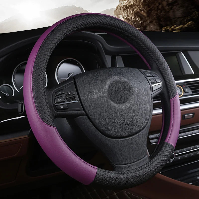 Universal Microfiber Leather Car Steering Wheel Cover 37CM 38CM
