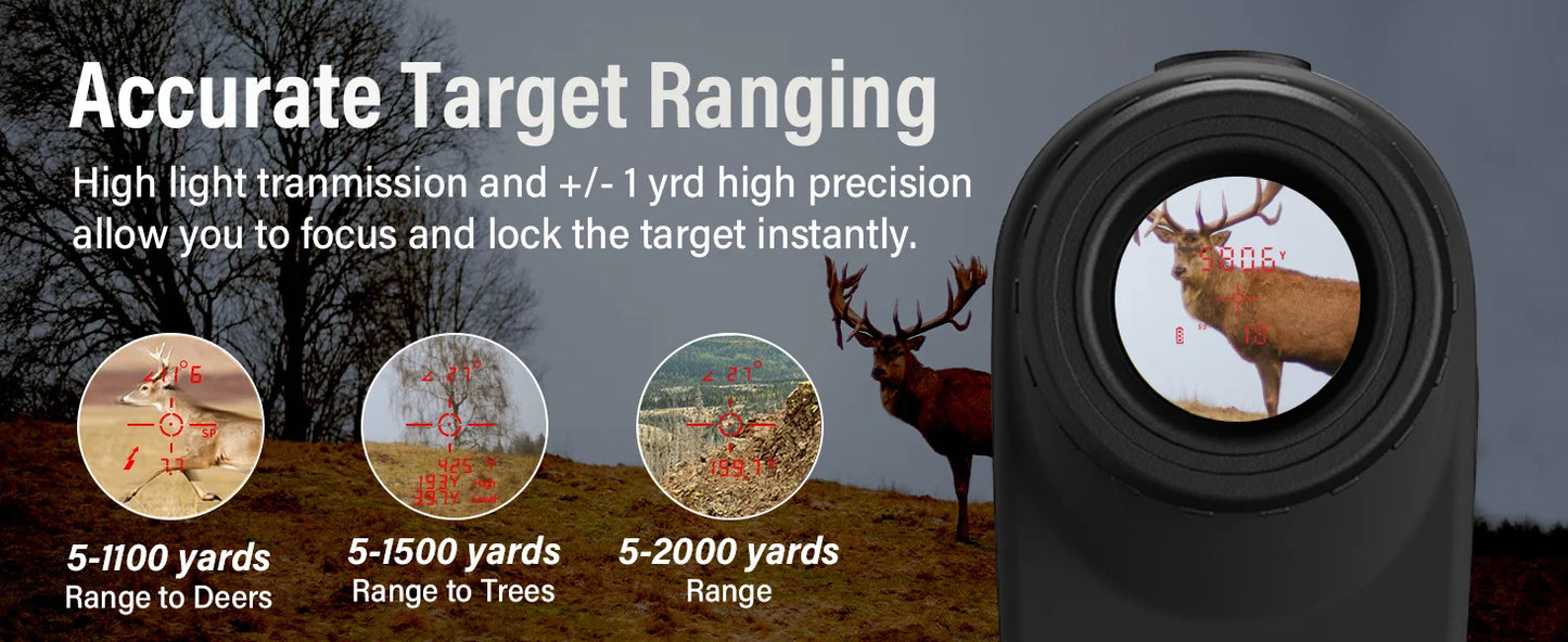 7X Laser Distance Meter 1400 Yard Rangefinder With OLED Red Display