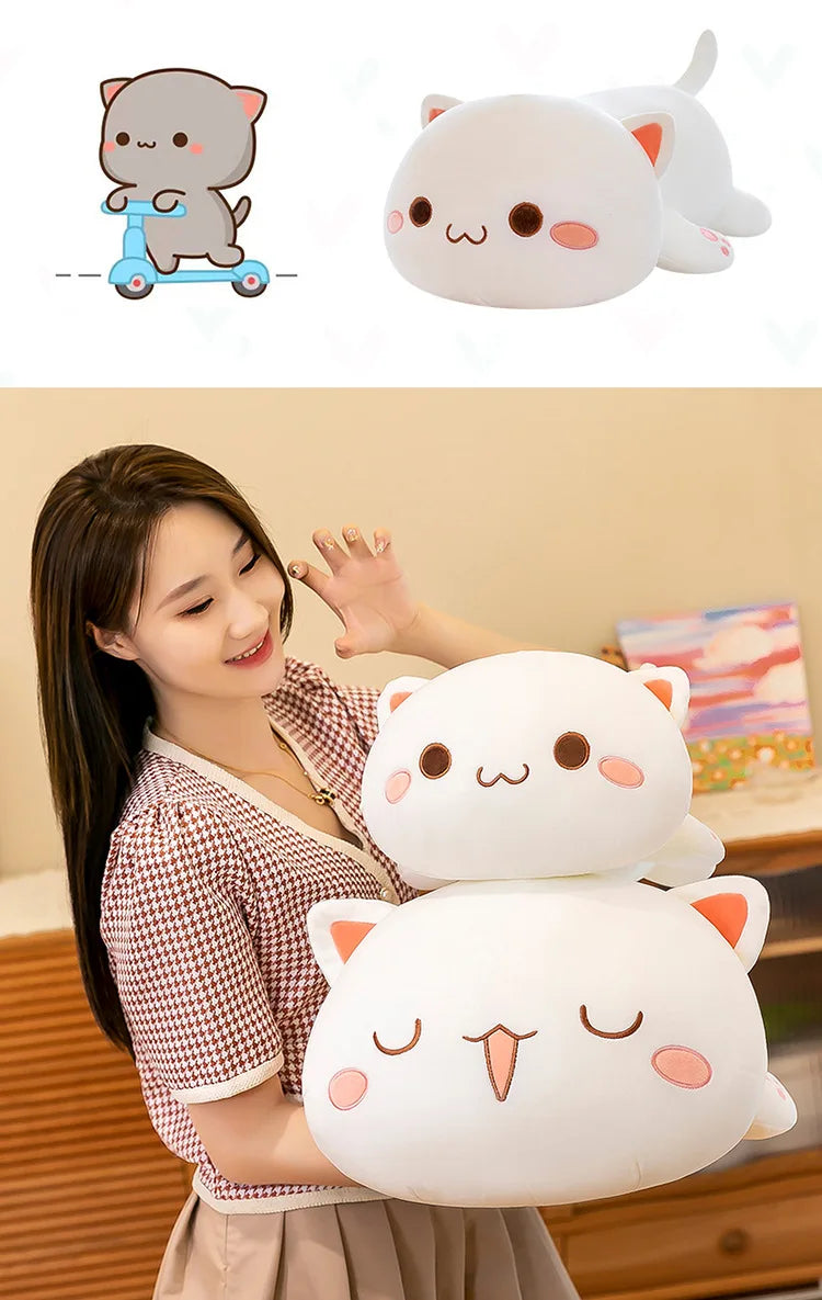 Cute Black White Cat Plush Pillow Stuffed Doll Toy