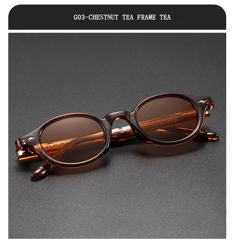 Vintage Oval Acetate Sunglasses With UV400 Protection