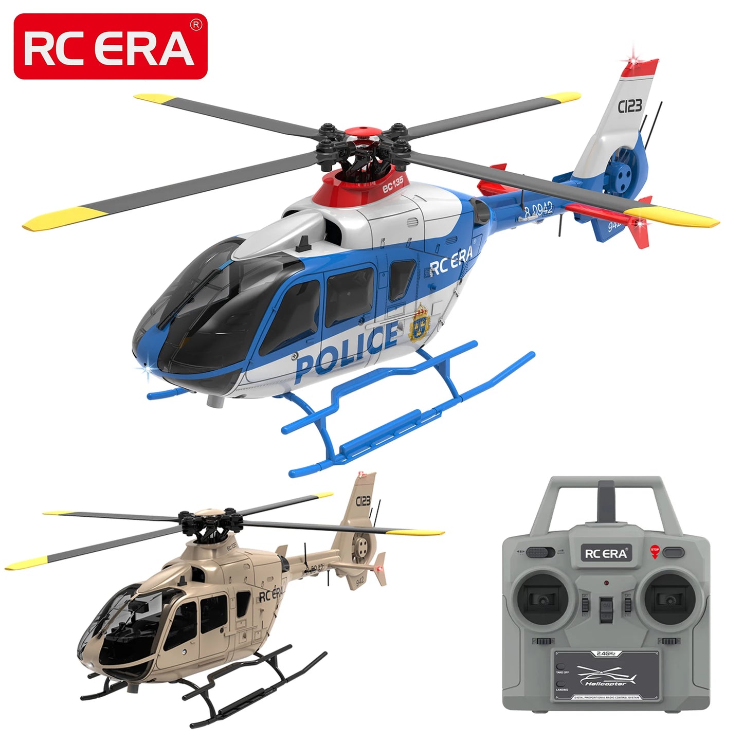 RC ERA C184 Mini MD500 100 Size Gyro Stabilized Helicopter with Optical Flow Sensor 4CH RC Aircraft for Adults