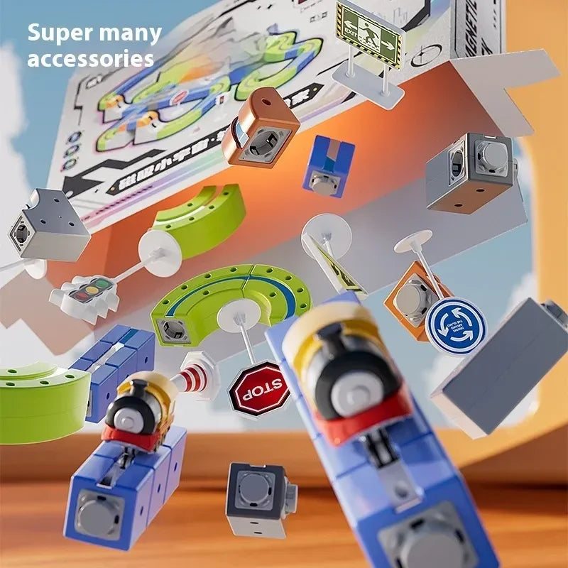 Versatile megnetic Attraction megnetic Block Track Electric Small Train megnetic Car Car Railtrack Set Toy  Gifts