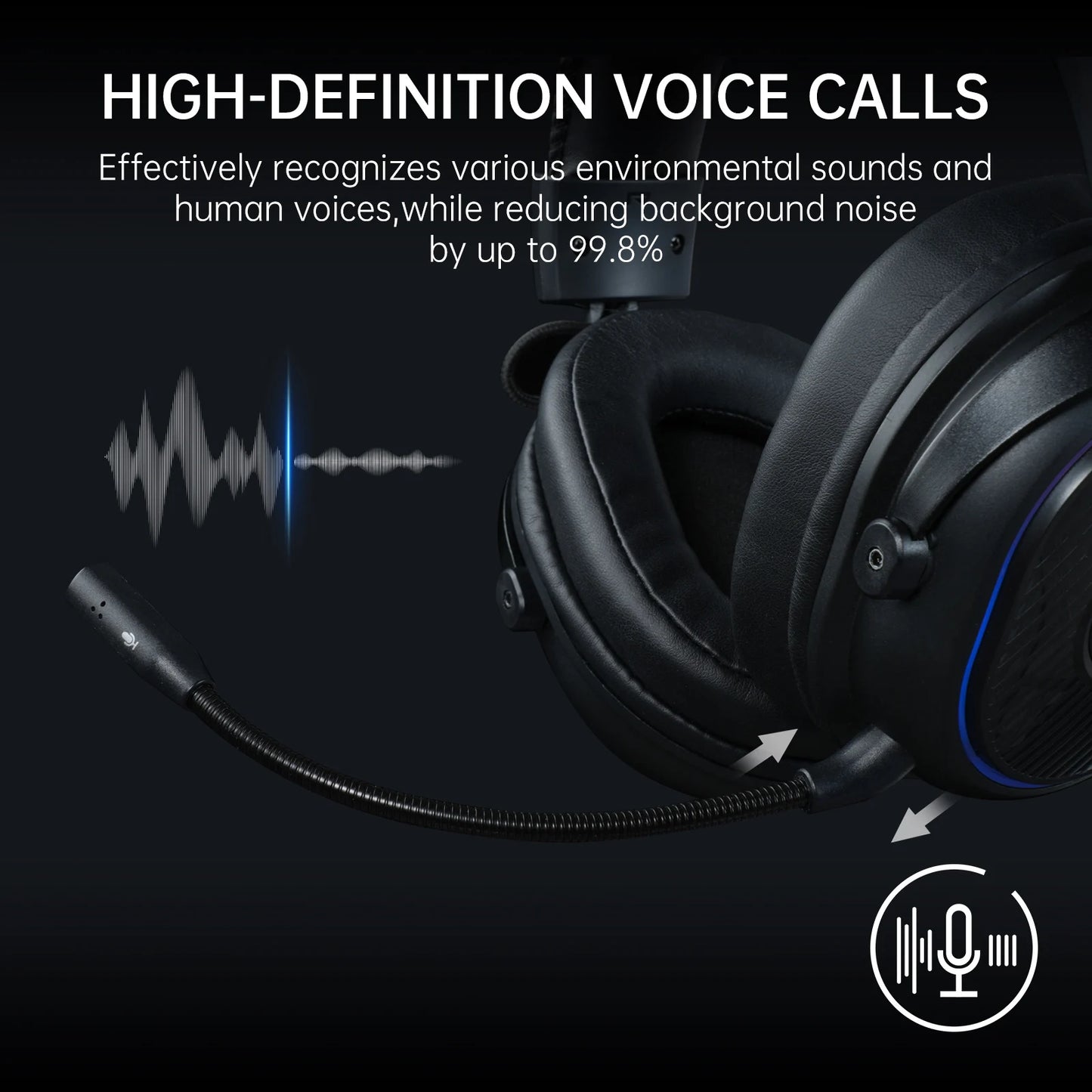 EKSA MaKo BT Bluetooth Gaming Headset Over Ear 2.4GHz Wireless Headphones Gamer 20ms Low Latency With Mic for PC/PS4/PS5