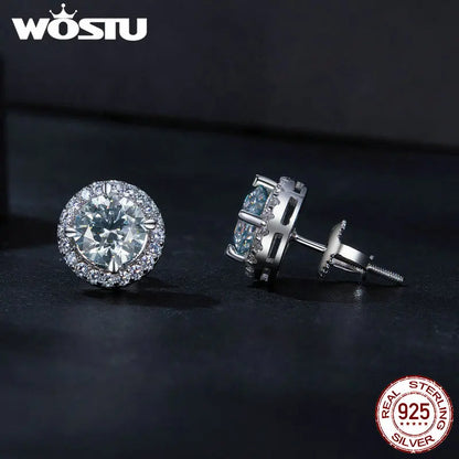 Classic Round 2 CT D Color Moissanite Stud Wedding Earrings