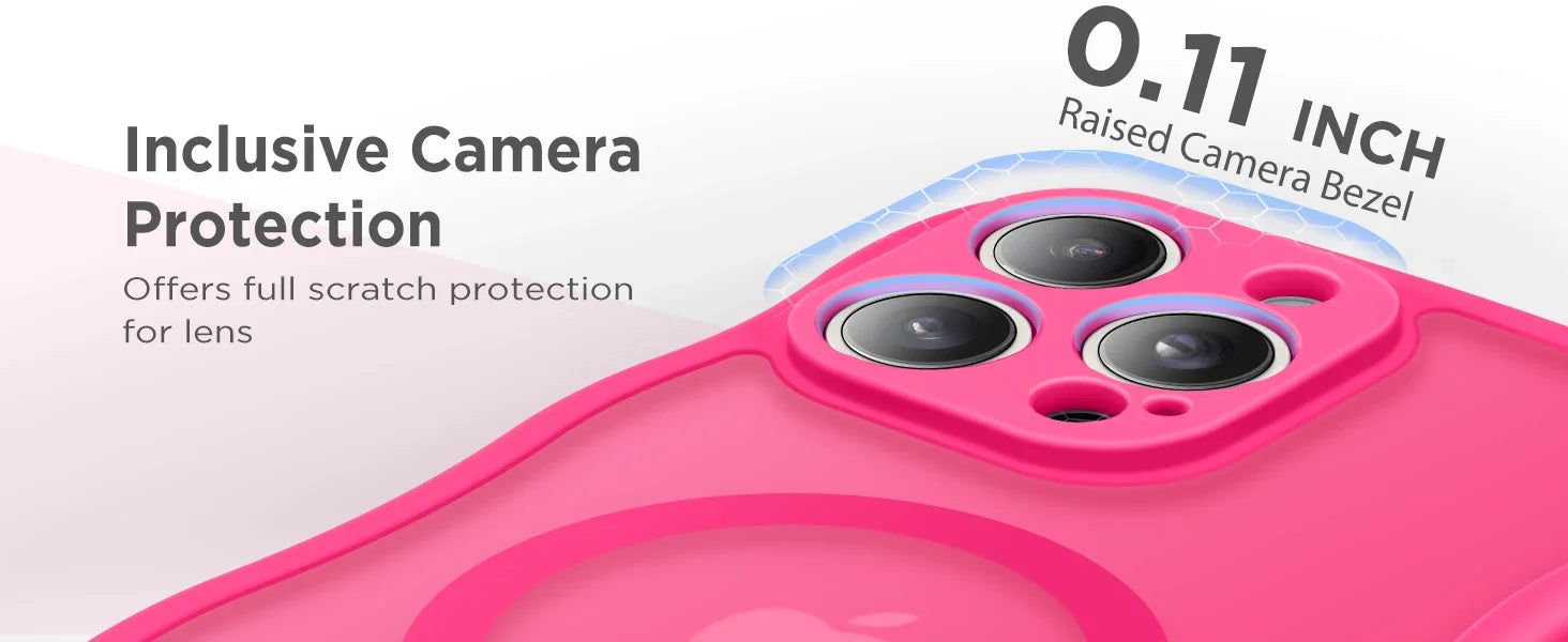 For iPhone 15 Pro Max Case Curly Wave Frame Shape Design Camera Protection Drop Shockproof Compatible with MagSafe Phone Case