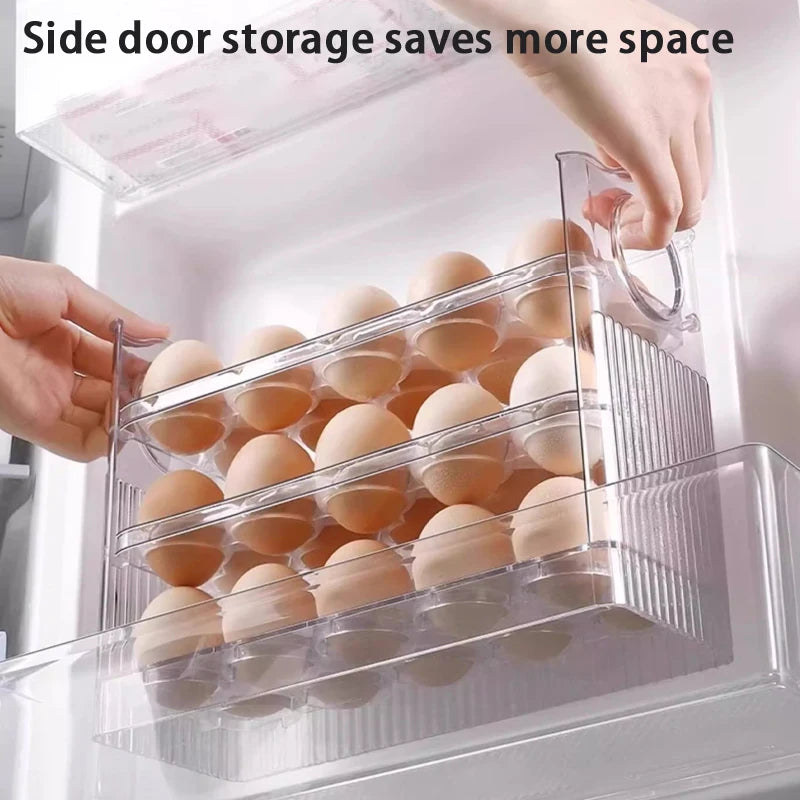 Self-Rolling Egg Dispenser – 2-Layer Clear Egg Storage Bin for Fridge Door