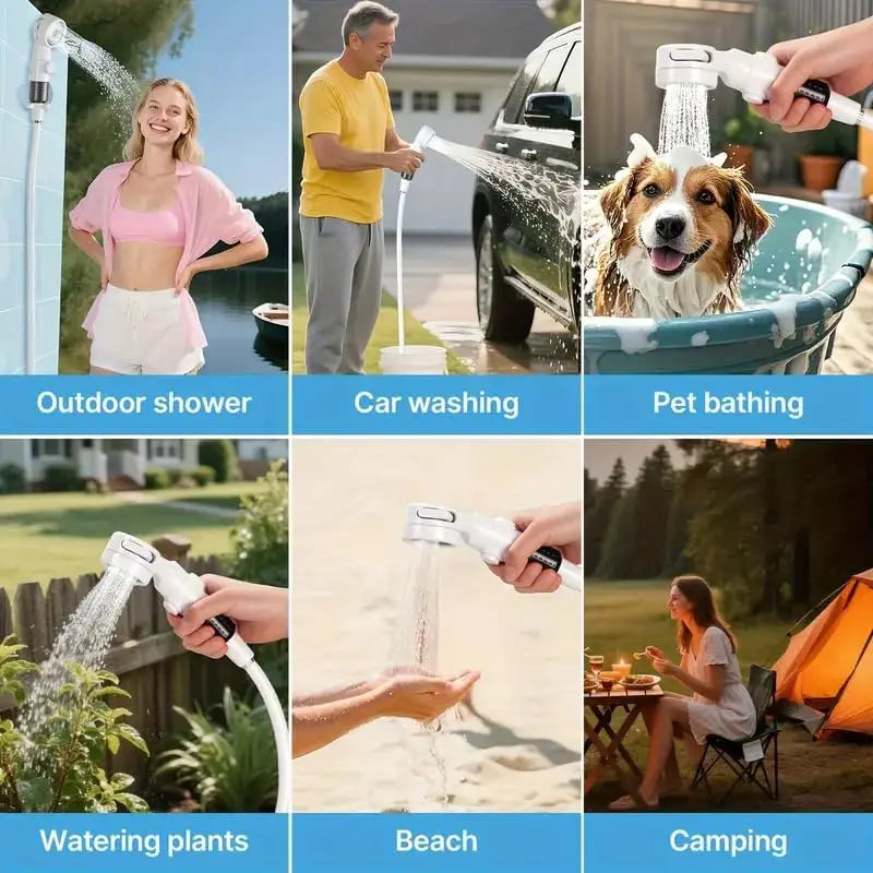 Portable Rechargeable Electric Camping Shower Kit with Dual Shower Heads