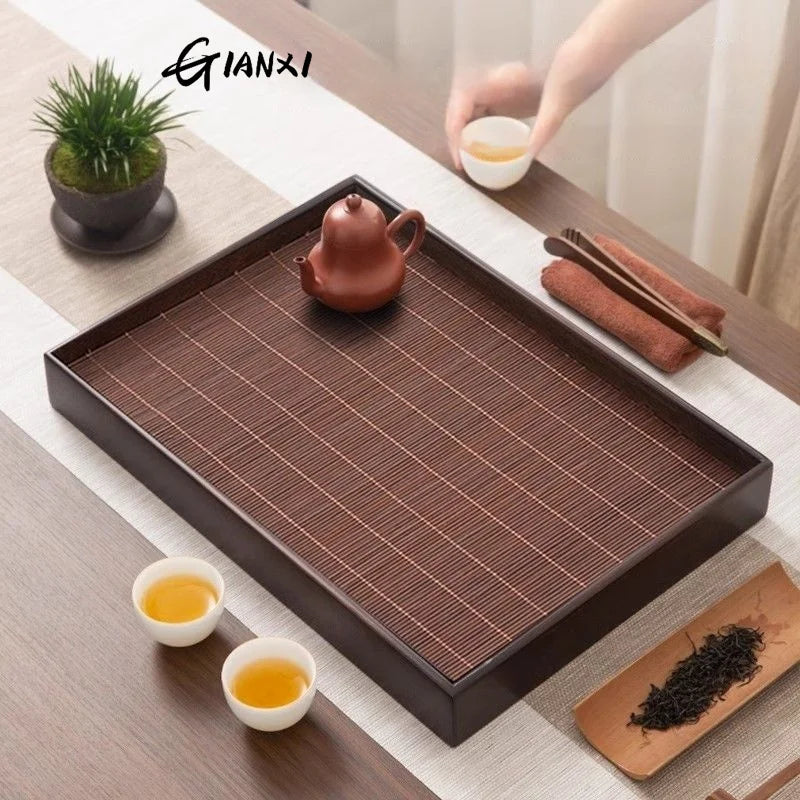 Home And Kitchen Tea Tray Portable Dishes For Tea Ta Kawi Bamboo Rectangle Wooden Tray For Chaban Tea Table Serving Trays