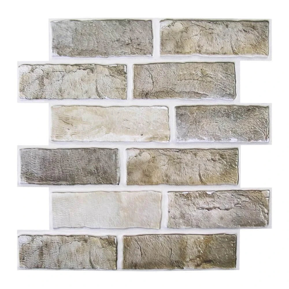 10pcs 3D Wall Sticker Self-adhesive Faux Brick Wall Panel Peel and Stick Kitchen Tile Backsplash Bathroom Wall Tile Sticker