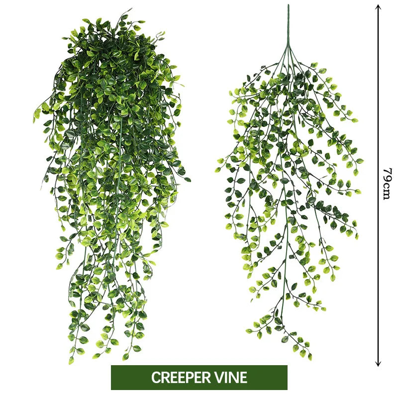 80CM Artificial Persian Fern Plants Vine Hanging Baskets Fake Plant Garland Rattan for Wall Garden Home Wedding Party Decor