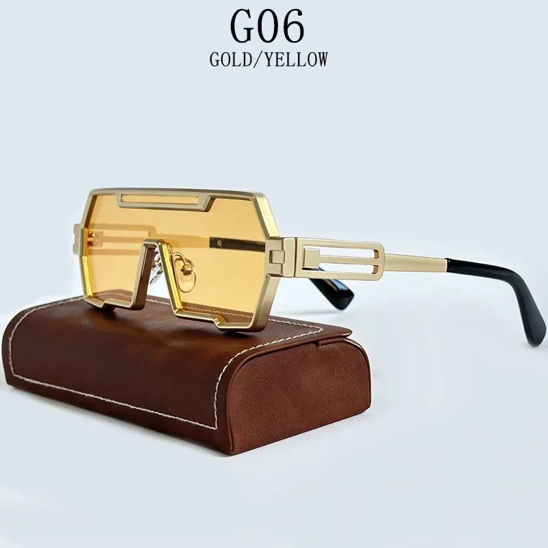 Square Steampunk Metal Sunglasses With UV400 Protection