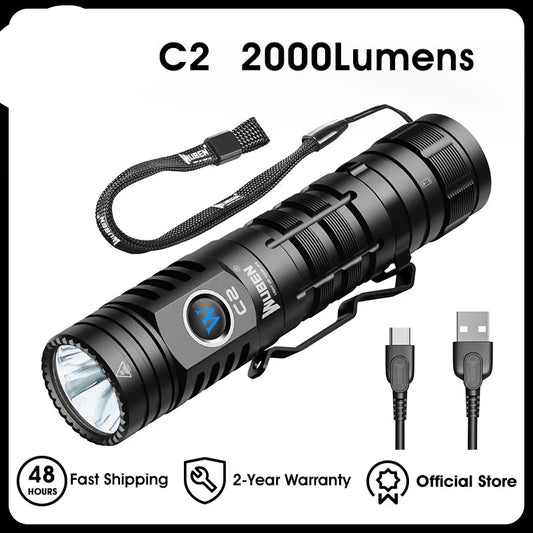 2000 Lumen Rechargeable LED Flashlight With 7 Lighting Modes
