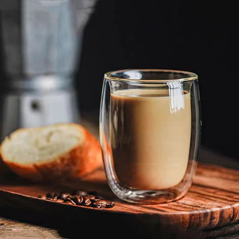 2/4pcs Double Walled Glass Coffee Cup Set Of 240/300ml Cup With Insulated Layer For Latte Cappuccino Heatresist Teacup Milk Mug