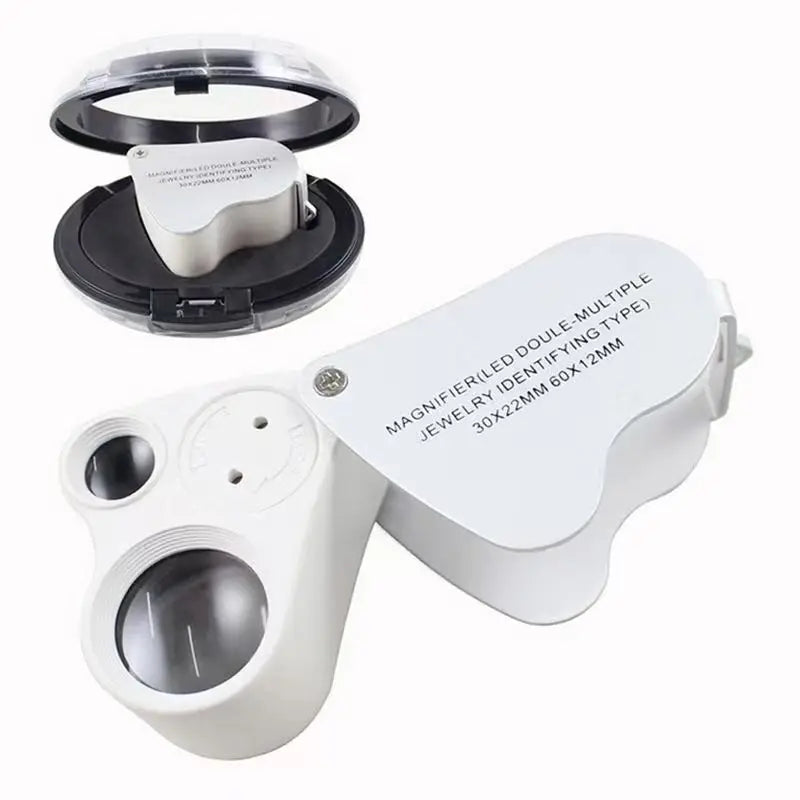 30X 60X LED Jewelry Loupe Magnifier Foldable Dual Lens