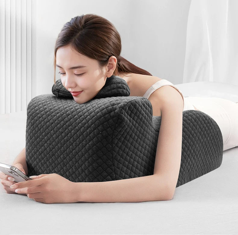 Ergonomic Wedge Prone Pillow,Multi-Functional Bed Pillow,Reading Pillow,Ideal for Bed Breaks,Massage,Reading,Back Support