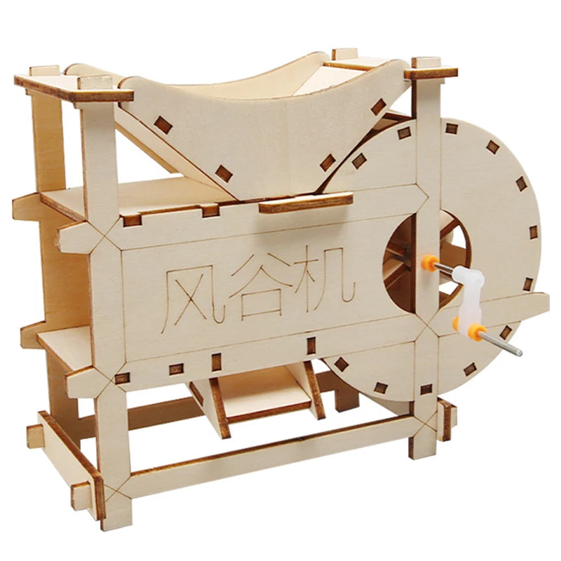 3D Wooden Puzzle DIY Physical Model Science Experiment Educational Toy Password Box Grain Fan Assembly Model DIY Decoration Gift