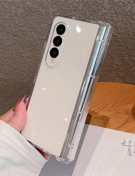 Transparent Hinge Protector Shockproof Cover For Samsung Galaxy Z Fold 5 4 5G ZFold3 Cases HD Hard Acrylic Full Protection Cover
