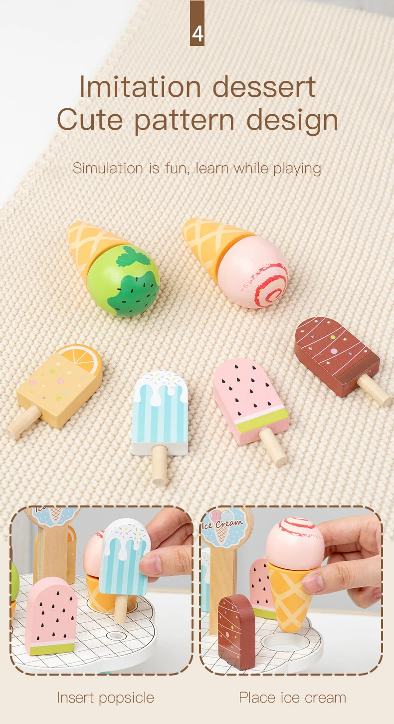 Wooden Rabbit Ice Cream Truck Shape Sorter and Pretend Play Toy