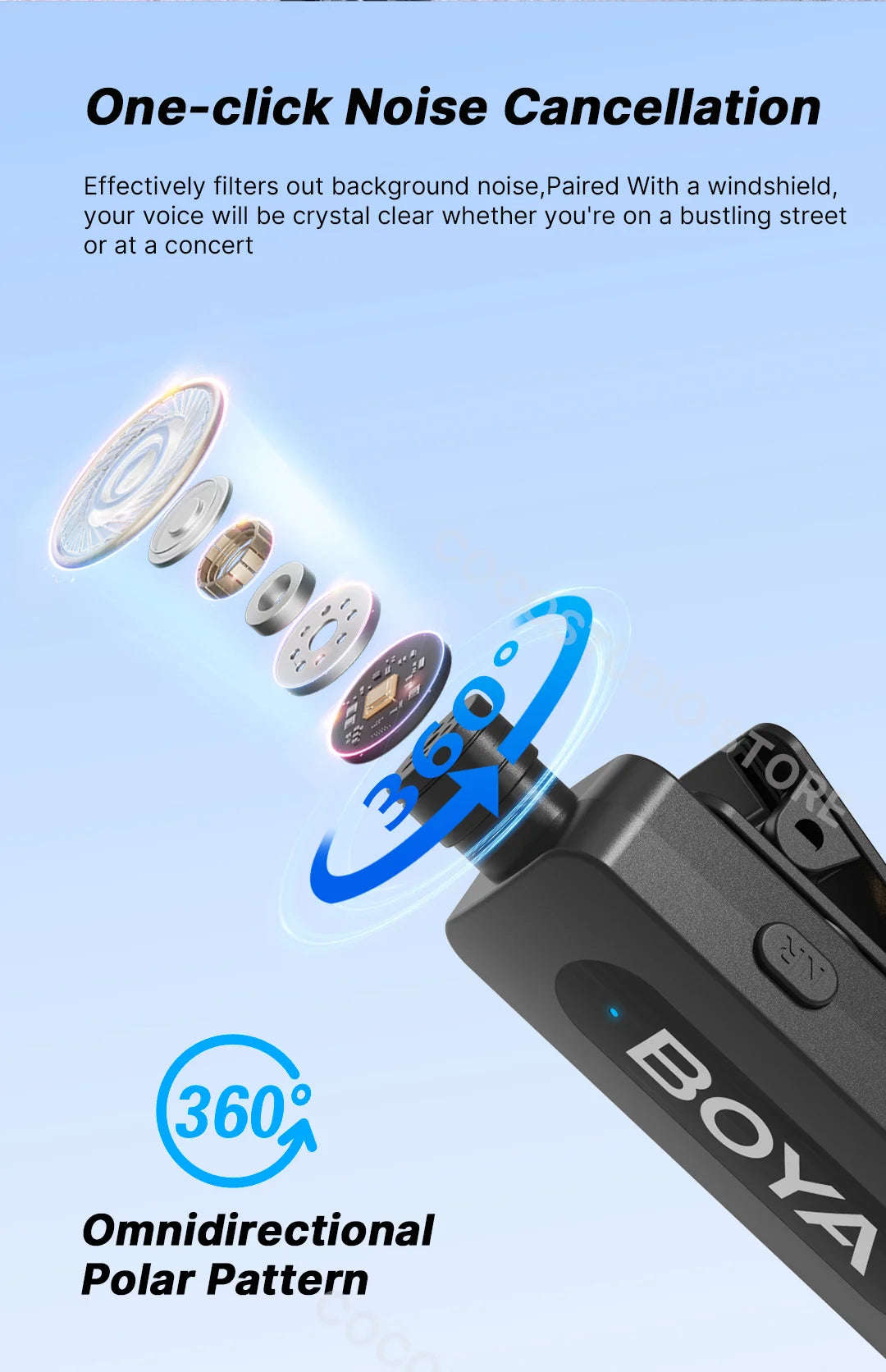 BY-V3 Wireless Lavalier Microphone for iPhone 15/16 Series Samsung DJI Pocket 3 Type-c Smartphones Cameras Video Recording