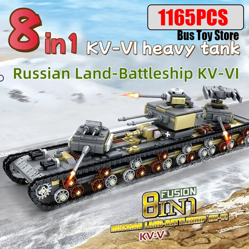 BMPT Terminator Tank KV-2 T-34 Tiger I WW2 Military Classic Model Building Blocks Bricks Boy  Toys for Christmas Gifts