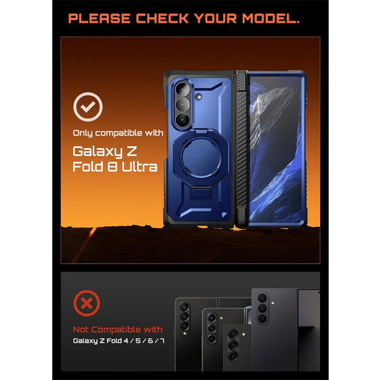 Full Body Rugged Phone Case with Magnetic Ring Kickstand and HD Clear and Privacy Screen Protectors for Samsung Galaxy Z Fold 8 Ultra