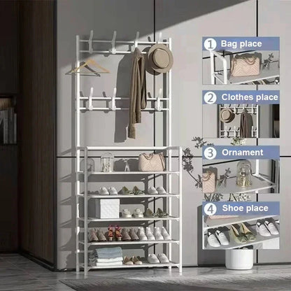 Coat Shelves Shoe Furniture Strong Load-bearing Living Room Organizer Clothes Hat Shoes Storage Shelf Bedroom Bag Storage Rack