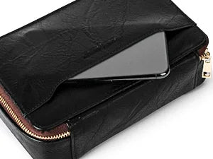 Cigar Humidor, Leather Travel Cigar Humidor, Include Cedar Wood Slot Tray, Cigar Draw Enhancer and Multifunction Cigar Cutter