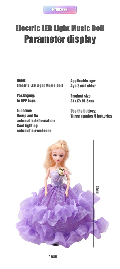 12 Inch/31 Cm Electric Universal Walking Doll With Music And Dance, Wedding Dress Princess