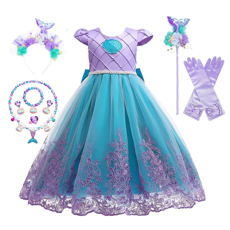 Mermaid Princess Cosplay Dress for Girls Carnival Birthday Party Costume