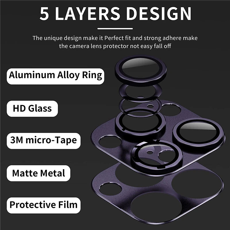 Full Cover Metal Camera Lens Protector on For iPhone 14 Pro Max Plus Tempered Glass For iPhone 11 12 13 Pro Max Mini Metal Film
