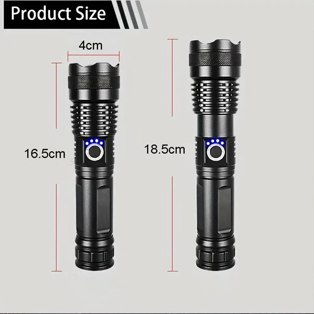High Power Rechargeable LED Flashlight With Zoom And USB Charging