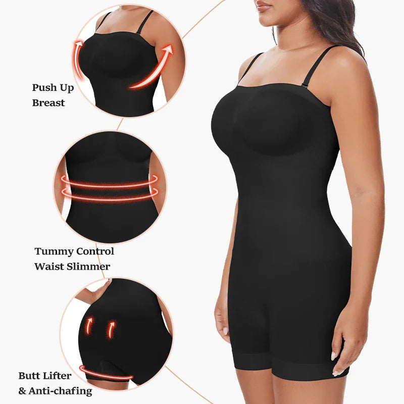 Seamless Strapless Bodysuit Off Shoulder Tube Top Women Shorts Shapewear Tummy Control Body Shaper Fajas Skinny Underwear