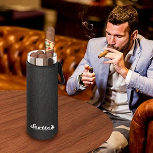 Scotte-Cigar Case Humidor Gift Box, Humidor, Humidor, Humidor, Hygrometer, humidifier Travel Cigar Tube for 4 to 5 Cigars