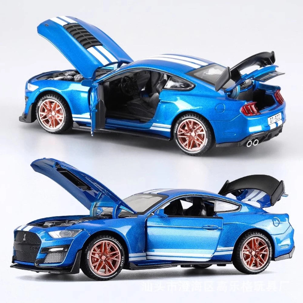 Scale 1:32 Mustang Shelby GT500 F-150 Toy Car Model Alloy Diecast Sound Light Pull Back Vehicle Models Birthday Gifts