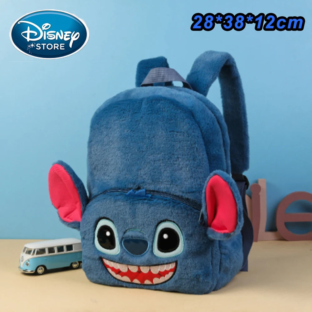Disney Plush Backpack Ins Japanese Blue Stitch Funny Cartoon Large-Capacity Student Backpack Kindergarten Bag