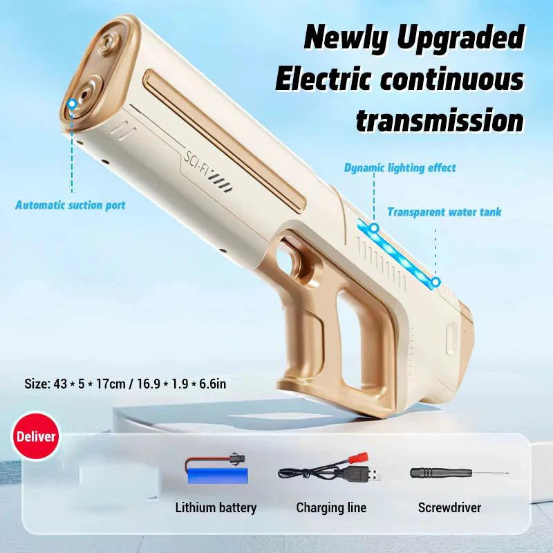 Fully Electric Big Water Gun High Pressure Rechargeable Water Blaster for Outdoor Summer Activities