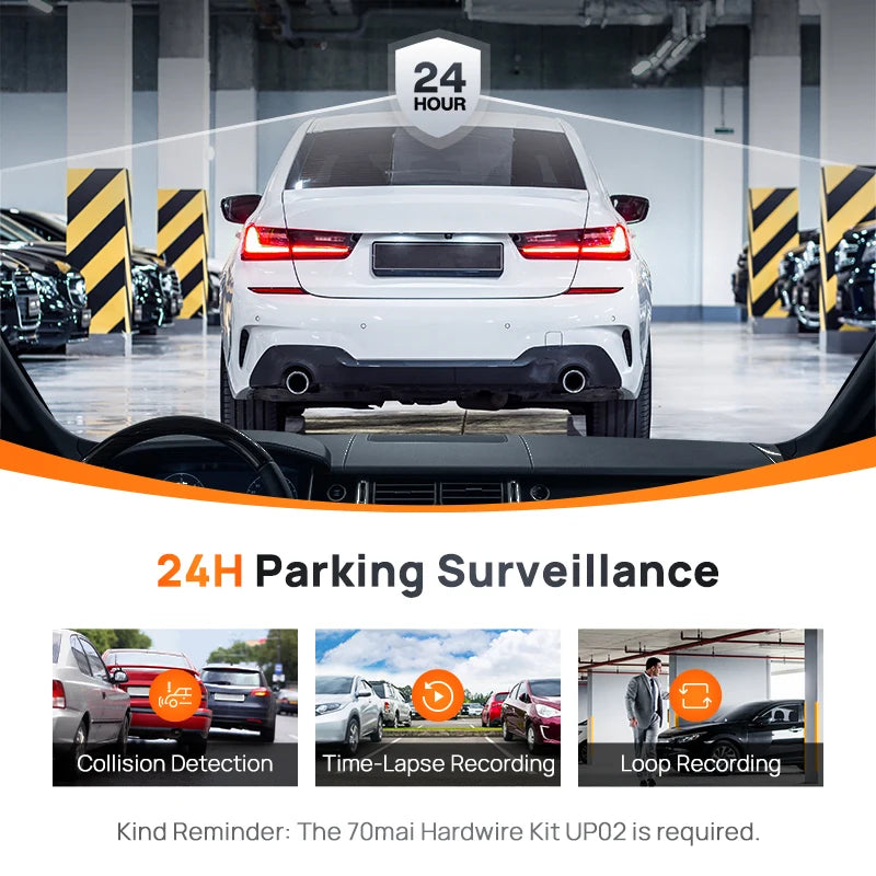 Dash Cam A200 Dual Channel 1080P HDR Car DVR – 2" IPS Screen, WiFi App Control, 130° Wide Angle, 24H Parking Monitor