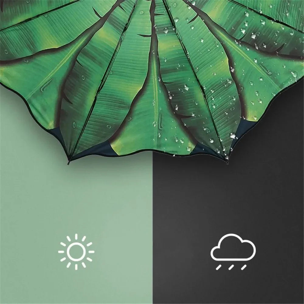 Banana Leaf Umbrella Manual Uv Folding Parasol Umbrella