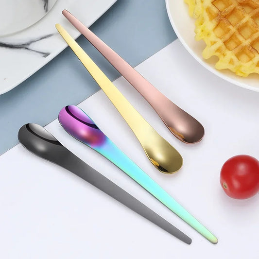 Simple Coffee Spoon Teaspoon Dessert Snack Scoop Ice Cream Spoons Kitchen ToolsTableware 304 Stainless Steel