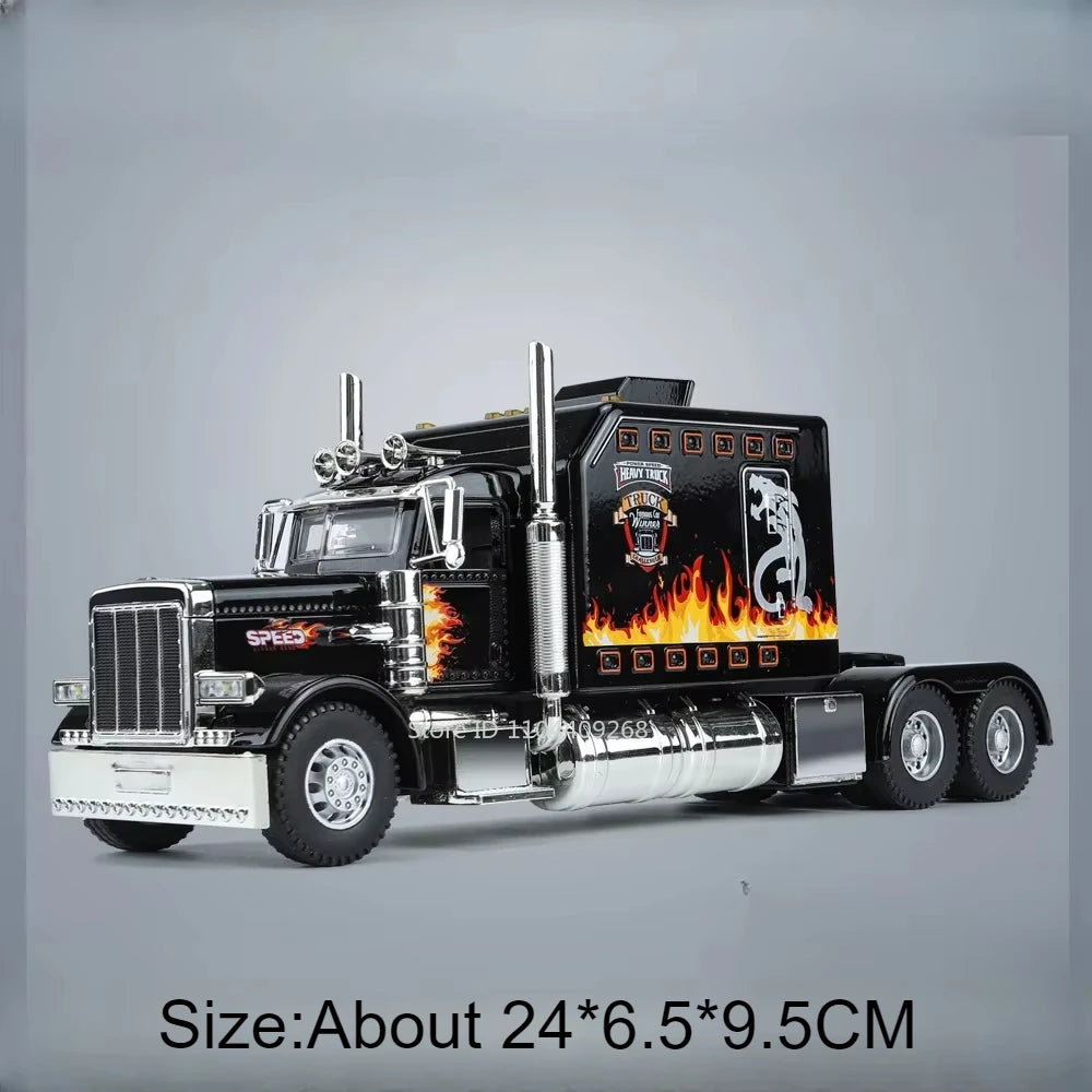 1:24 PETERBILT 389 Truck Toy Walking Tractor Car Model Alloy Die-cast Sound Light Vehicle Models Interior Decoration Present