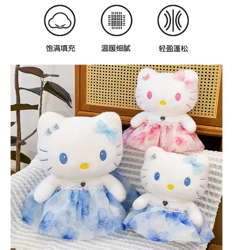 Cute Blue Pink Cat Character Plush Stuffed Doll Toy