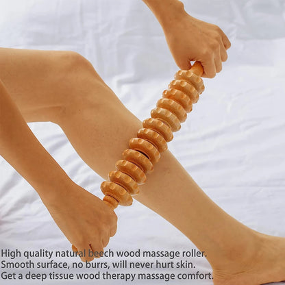 Wood Therapy Roller Massage Tools,Lymphatic Drainage Massager,Wooden Massage & Muscle Roller Stick,(12 Straight)