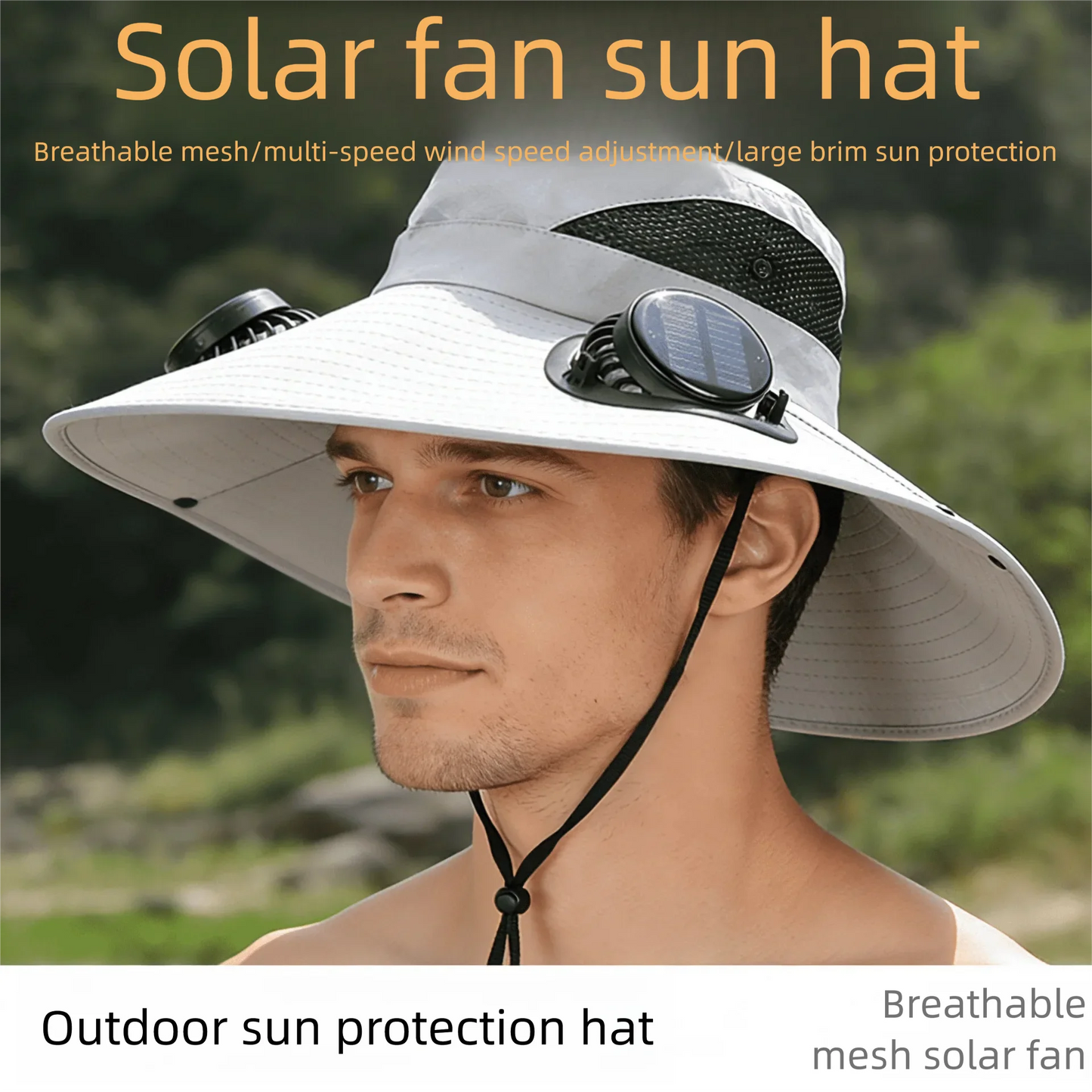 Wide Brim Solar Fan Hat With Dual Fans And USB Charging