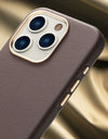 Original Leather for Magsafe Case for iPhone 14 Pro 14Pro Magnetic Cover with Tempered Glass Screen Protector
