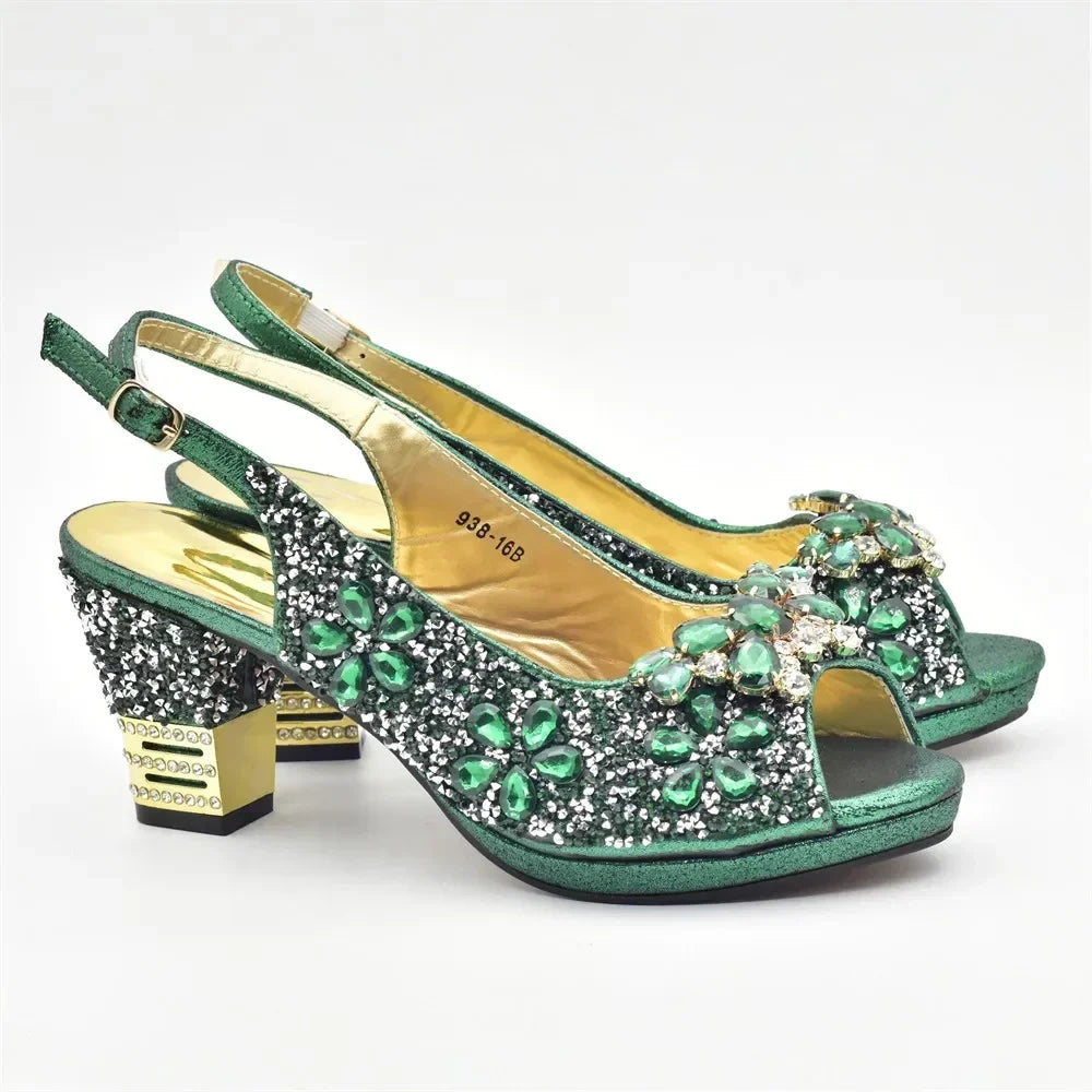 Italian Women Wedding Shoes and Bag Set Decorated with Rhinestone Women Shoe Size 43 Shoes for Women 2025