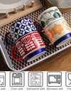 Japanese Flower Coffee Mug Set Retro Ceramic Milk Oats Mug Office Water Handgrip Cup Kitchen Party Drinkware Set 300ml